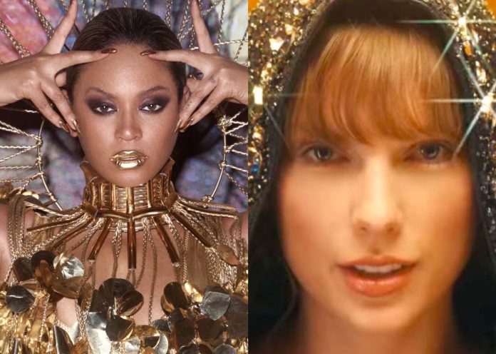 6B7F1960-8111-40F8-8D57-2876D3569BB4 Beyonce y Taylor Swift en los videos de Break My Soul y Bejeweled (Cortesía Youtube)