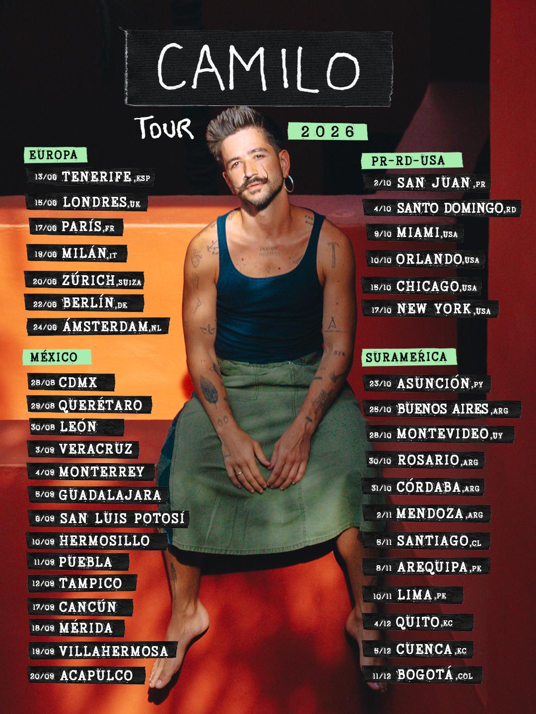 Fechas del tour de Camilo | Foto: Cortesía LaBulla PR