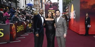 LONDON, ENGLAND - APRIL 14: (L-R) Ryan Coogler, Zinzi Coogler and Sev Ohanian attend the european premiere of "Sinners" at Cineworld Leicester Square on April 14, 2025 in London, England. (Photo by Gareth Cattermole/Getty Images for Warner Bros. Pictures)
